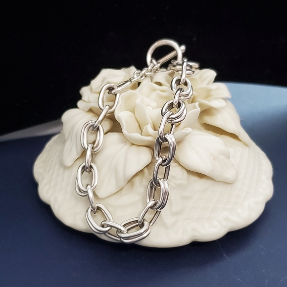 Sterling Double Link Bracelet ITALY - Picture 8 of 16